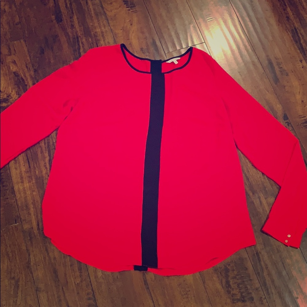 Naked Zebra Red and Black Long Sleeve Chiffon Top